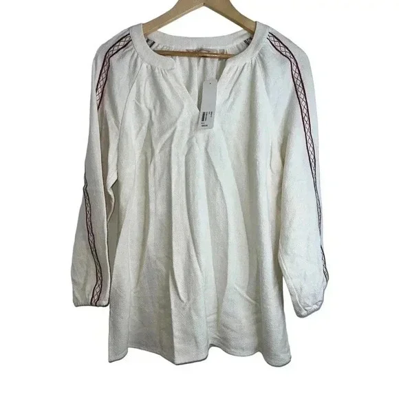 Soft Surroundings size Small linen pullover embroidered tunic top blouse mirage - Picture 2 of 7